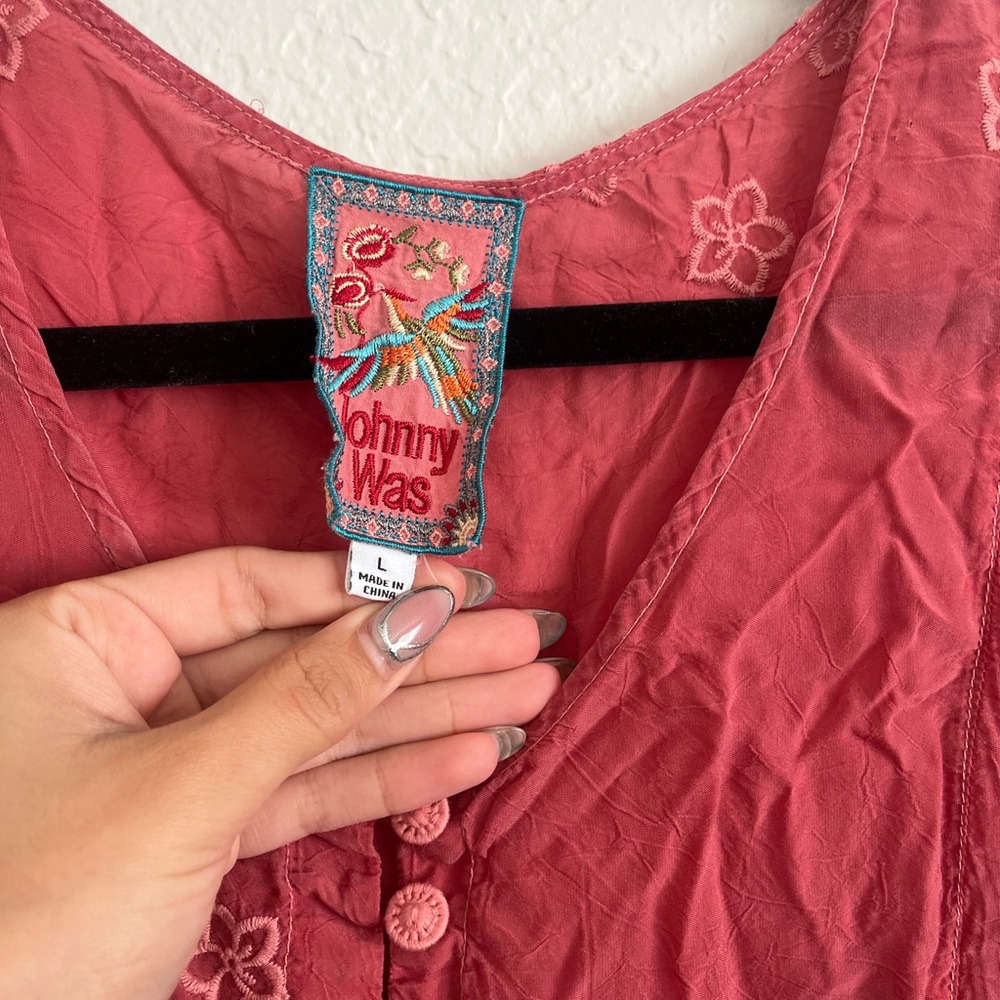 Johnny Was Large Floral Embroidered Red Women's Top - Picture 2 of 3
